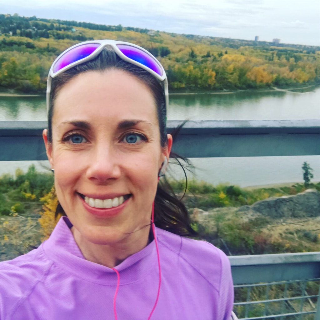 Kathy Istace the Hypothermic Runner at The End of the World, a scenic outlook in Edmonton, Alberta's North Saskatchewan River Valley