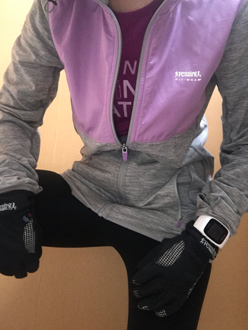 Kathy Istace the Hypothermic Runner wearing running clothes layered for running at -10 Celsius